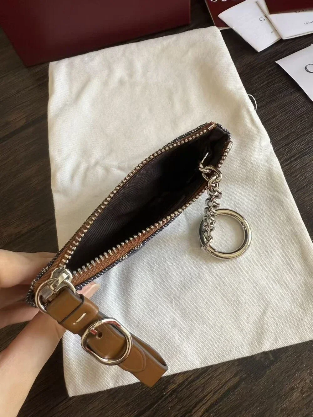 Gucci Denim GG Monogram Selleria Key Case Blue
